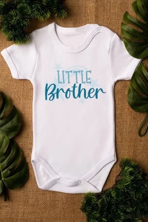 Little Brother Küçük Erkek Kardeş Baskılı Bebek Body Çıtçıtlı Badi Zıbın Tulum 5155