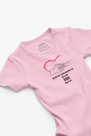 Kahraman Baba Yazılı Kısa Kollı Pembe Bebek Body Badi Zıbın 5175-P