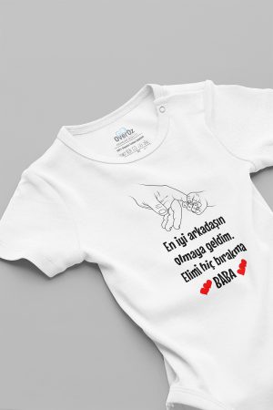 Elimi Hiç Bırakma Baba Baskılı Bebek Body Kısa Kollu Badi Zıbın 5176