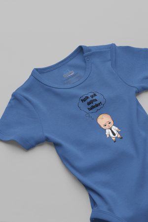 Dayım Halleder Baskılı Kısa Kollu Bebek Body Mavi Badi Zıbın 5184-M