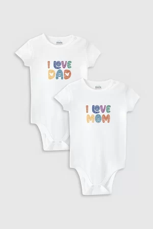 Love Mom & Dad Anne Baba 2'li Bebek Body Set Çıtçıtlı Badi Zıbın 5191-5192