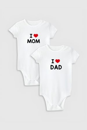 I Love Mom & Dad Anne Baba Baskılı 2'li Bebek Body Çıtçıtlı Badi 5213-5214