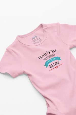 Baba Doğumgünü Hediye Baskılı Pembe Kısa Kollu Bebek Body Badi Zıbın 5238-P