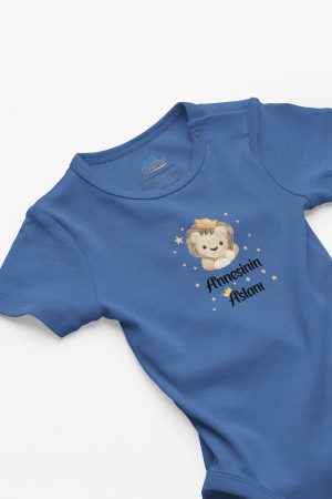 Annesinin Aslanı Yazılı Kısa Kollu Mavi Bebek Body Badi Zıbın 5269-M