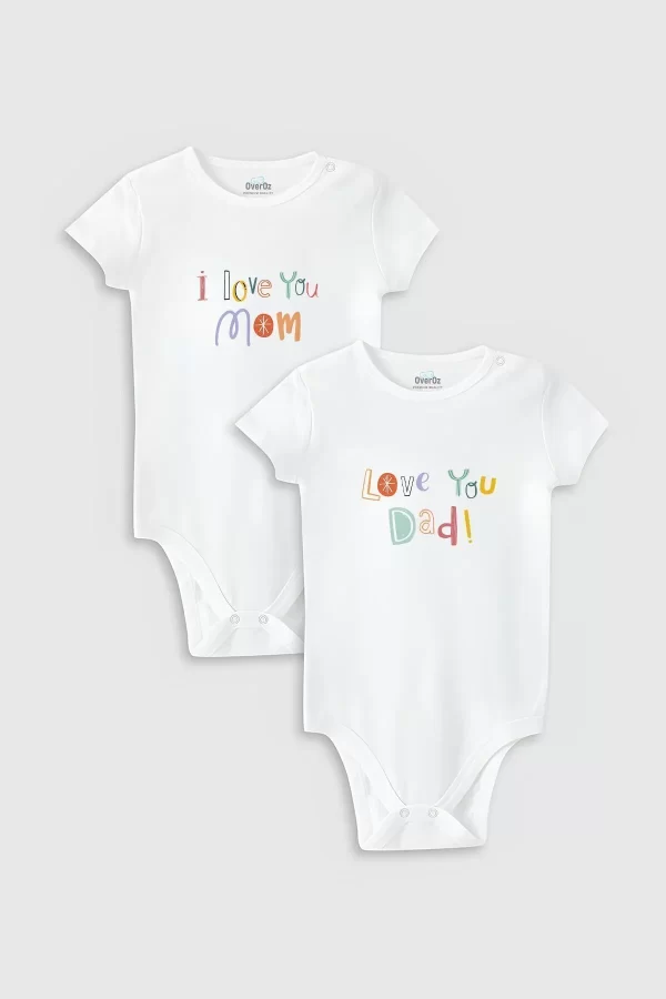 I Love Mom & Dad Anne Baba 2'li Bebek Body Set Badi Zıbın 5338-5339