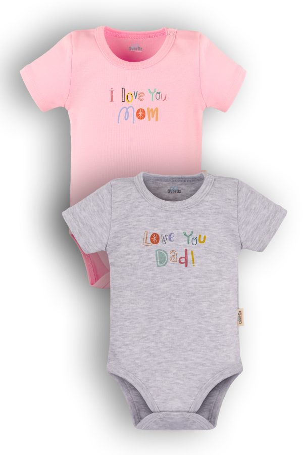 I Love Mom & Dad Anne Baba 2'li Bebek Body Set Badi Zıbın 5338-5339-P