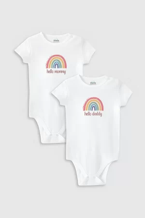 Mommy Daddy Anne Baba 2'li Bebek Body Set Badi Çıtçıtlı Zıbın ikili 5354-5355