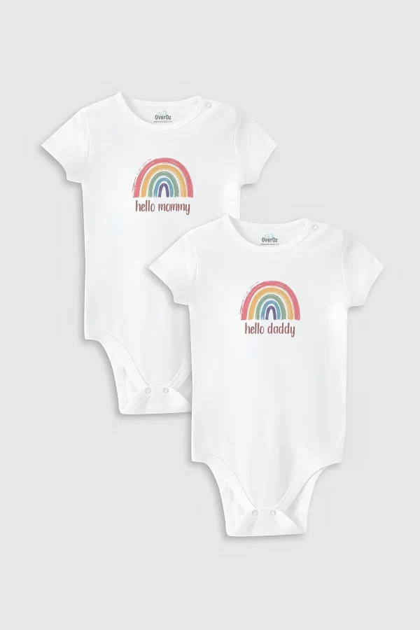 Mommy Daddy Anne Baba 2'li Bebek Body Set Badi Çıtçıtlı Zıbın ikili 5354-5355