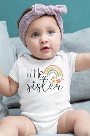 Little Sister Kardeş Baskılı Kısa Kollu Bebek Çıtçıtlı Body Badi Zıbın Tulum 5379