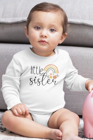 Little Sister Kardeş Baskılı Uzun Kollu Bebek Çıtçıtlı Body Badi Zıbın Tulum 5379-U
