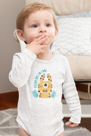 Tiger Kaplan Baskılı Uzun Kollu Bebek Çıtçıtlı Body Badi Zıbın Tulum 5381-U