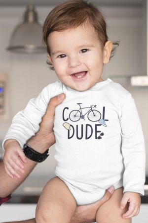 Cool Dude Bisiklet Baskılı Uzun Kollu Bebek Çıtçıtlı Body Badi Zıbın Tulum 5399-U