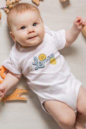Lemon Limon Baskılı Kısa Kollu Bebek Çıtçıtlı Body Badi Zıbın Tulum 5401