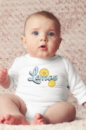 Lemon Limon Baskılı Uzun Kollu Bebek Çıtçıtlı Body Badi Zıbın Tulum 5401-U
