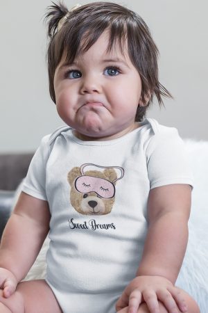 Teddy Bear Sweat Dreams Kısa Kollu Çıtçıtlı Bebek Body Badi Zıbın Tulum 5411