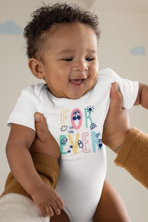 Forever Baskılı Kısa Kollu Bebek Çıtçıtlı Body Badi Zıbın Tulum 5424
