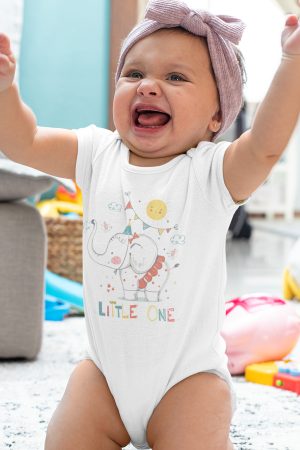 Little One Fil Baskılı Kısa Kollu Bebek Çıtçıtlı Body Badi Zıbın Tulum 5436