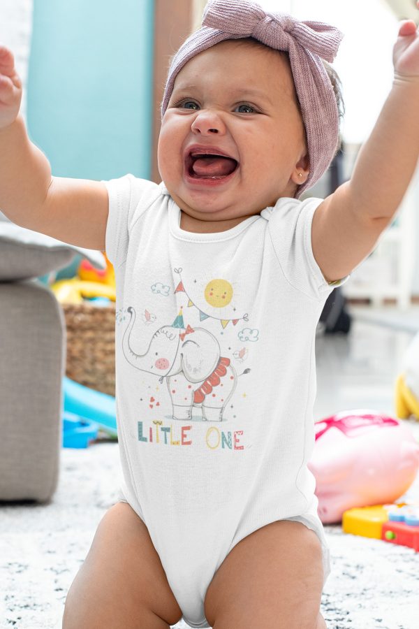 Little One Fil Baskılı Kısa Kollu Bebek Çıtçıtlı Body Badi Zıbın Tulum 5436