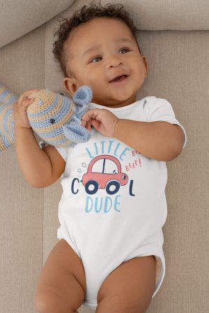 Little Dude Araba Baskılı Kısa Kollu Çıtçıtlı Bebek Body Badi Zıbın Tulum 5465