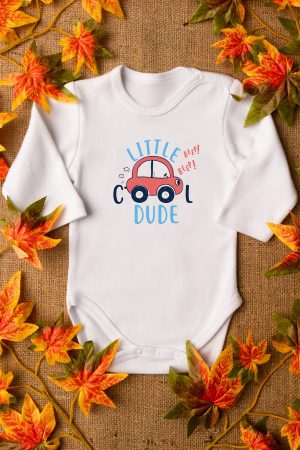 Little Dude Araba Baskılı Uzun Kollu Çıtçıtlı Bebek Body Badi Zıbın Tulum 5465-U