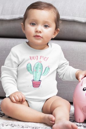Hug Me Sarıl Bana Baskılı Uzun Kollu Çıtçıtlı Bebek Body Badi Zıbın Tulum 5487-U