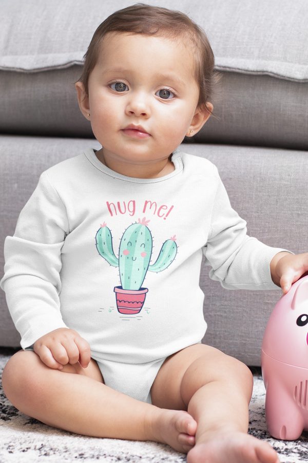 Hug Me Sarıl Bana Baskılı Uzun Kollu Çıtçıtlı Bebek Body Badi Zıbın Tulum 5487-U