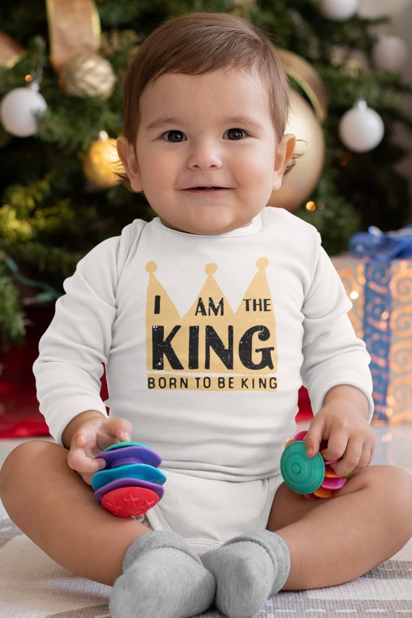 King Kral Taç Baskılı Uzun Kollu Çıtçıtlı Bebek Body Badi Zıbın Tulum 5489-U