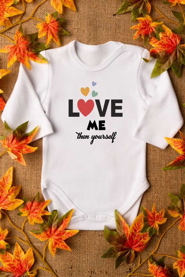 Love Me Baskılı Uzun Kollu Çıtçıtlı Bebek Body Badi Zıbın Tulum 5500-U