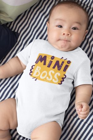 Mini Boss Baskılı Kısa Kollu Çıtçıtlı Bebek Body Badi Zıbın Tulum 5502