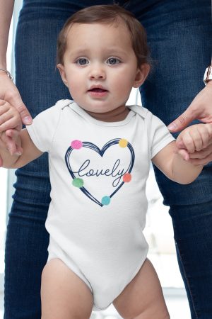 Lovely Kalp Baskılı Kısa Kollu Çıtçıtlı Bebek Body Badi Zıbın Tulum 5508