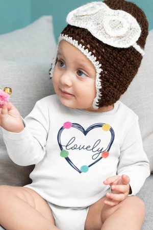 Lovely Kalp Baskılı Uzun Kollu Çıtçıtlı Bebek Body Badi Zıbın Tulum 5508-U