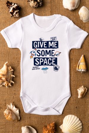Give Me Some Space Uzay Kısa Kollu Çıtçıtlı Bebek Body Badi Zıbın Tulum 5515