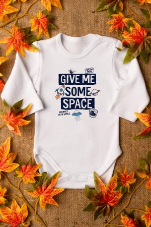 Give Me Some Space Uzay Uzun Kollu Çıtçıtlı Bebek Body Badi Zıbın Tulum 5515-U