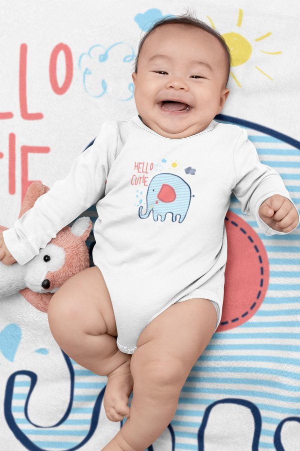 Hello Cutie Fil Baskılı Uzun Kollu Çıtçıtlı Bebek Body Badi Zıbın Tulum 5517-U