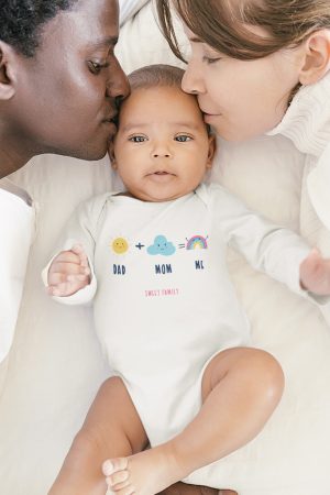 Dad Mom Me Anne Baba Baskılı Uzun Kollu Çıtçıtlı Bebek Body Badi Zıbın Tulum 5542-U