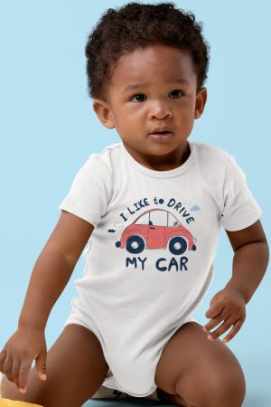 My Car Araba Baskılı Kısa Kollu Çıtçıtlı Bebek Body Badi Zıbın Tulum 5561