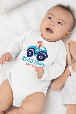 Road Trip Araba Baskılı Uzun Kollu Çıtçıtlı Bebek Body Badi Zıbın Tulum 5562-U