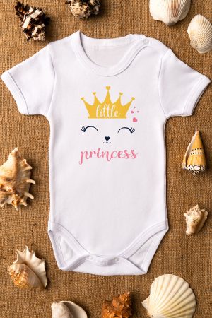 Princess Prenses Kedi Baskılı Kısa Kollu Çıtçıtlı Bebek Body Badi Zıbın 5568