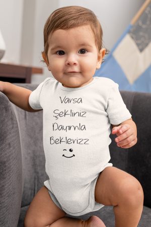 Dayımla Bekleriz Baskılı Bebek Body Çıtçıtlı Badi Zıbın Tulum 5569