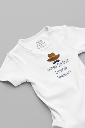 Dayımla Bekleriz Baskılı Bebek Body Çıtçıtlı Badi Zıbın Tulum 5569-YENI-B
