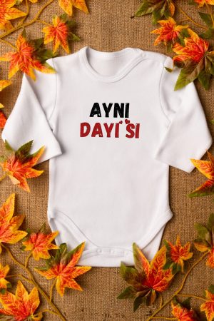 Aynı Dayısı Yazılı Uzun Kollu Bebek Body Çıtçıtlı Badi Zıbın 5570-U