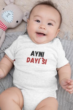 Aynı Dayısı Yazılı Kısa Kollu Bebek Body Çıtçıtlı Badi Zıbın 5570