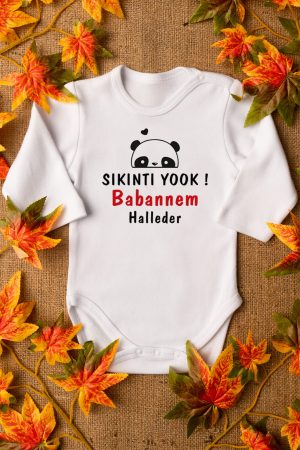 Sıkıntı Yok Babaannem Halleder Uzun Kollu Bebek Body Çıtçıtlı Badi Zıbın 5575-U