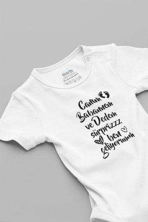 Babannem Ve Dedem Ben Geliyorum Kısa Kollu Çıtçıtlı Bebek Body Badi Zıbın 5576