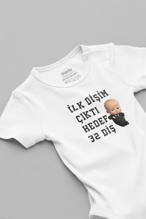 Patron Bebek İlk Dişim Çıktı Kısa Kollu Çıtçıtlı Bebek Body Badi Zıbın Tulum 5580