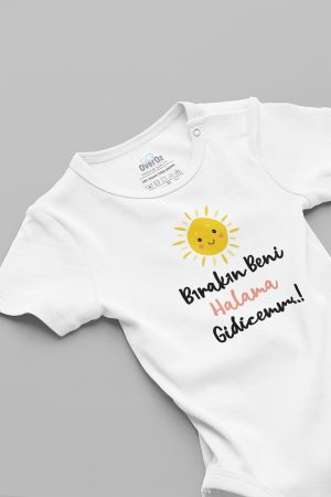 Bırakın Beni Halama Gidicem Kısa Kollu Çıtçıtlı Bebek Body Badi Zıbın Tulum 5583