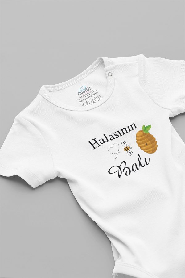 Halasının Balı Baskılı Kısa Kollu Çıtçıtlı Bebek Body Badi Zıbın Tulum 5584