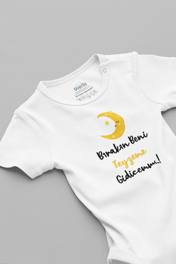 Bırakın Beni Teyzeme Gidicem Kısa Kollu Çıtçıtlı Bebek Body Badi Zıbın Tulum 5586