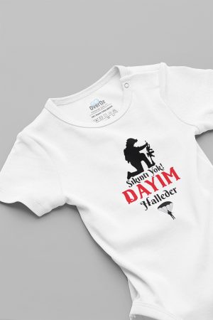 Sıkıntı Yok Asker Dayım Halleder Kısa Kollu Çıtçıtlı Bebek Body Badi Zıbın 5596