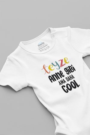 Teyze Anne Gibi Ama Daha Cool Kısa Kollu Çıtçıtlı Bebek Body Badi Zıbın 5608